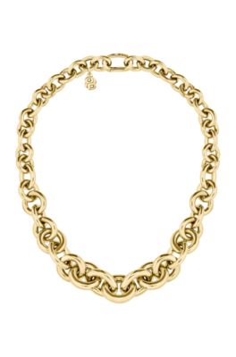 Gold-tone necklace with circle and oval links, Gold tone