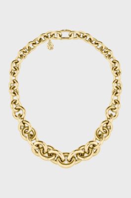 Gold-tone necklace with circle and oval links, Gold tone