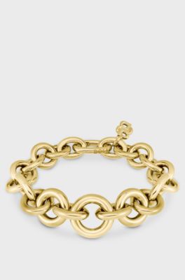 Gold-tone bracelet with circle and oval links, Gold tone