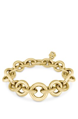 Gold-tone bracelet with circle and oval links