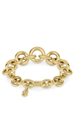Gold-tone bracelet with circle and oval links, Gold tone