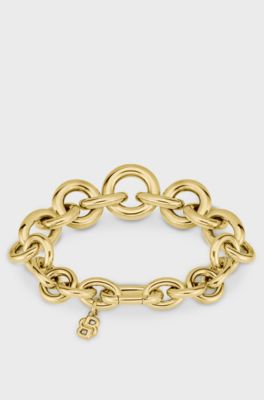 Gold-tone bracelet with circle and oval links, Gold tone