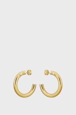 Gold-tone hoop earrings with logo detail, Gold tone