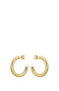 Gold-tone hoop earrings with logo detail, Gold tone