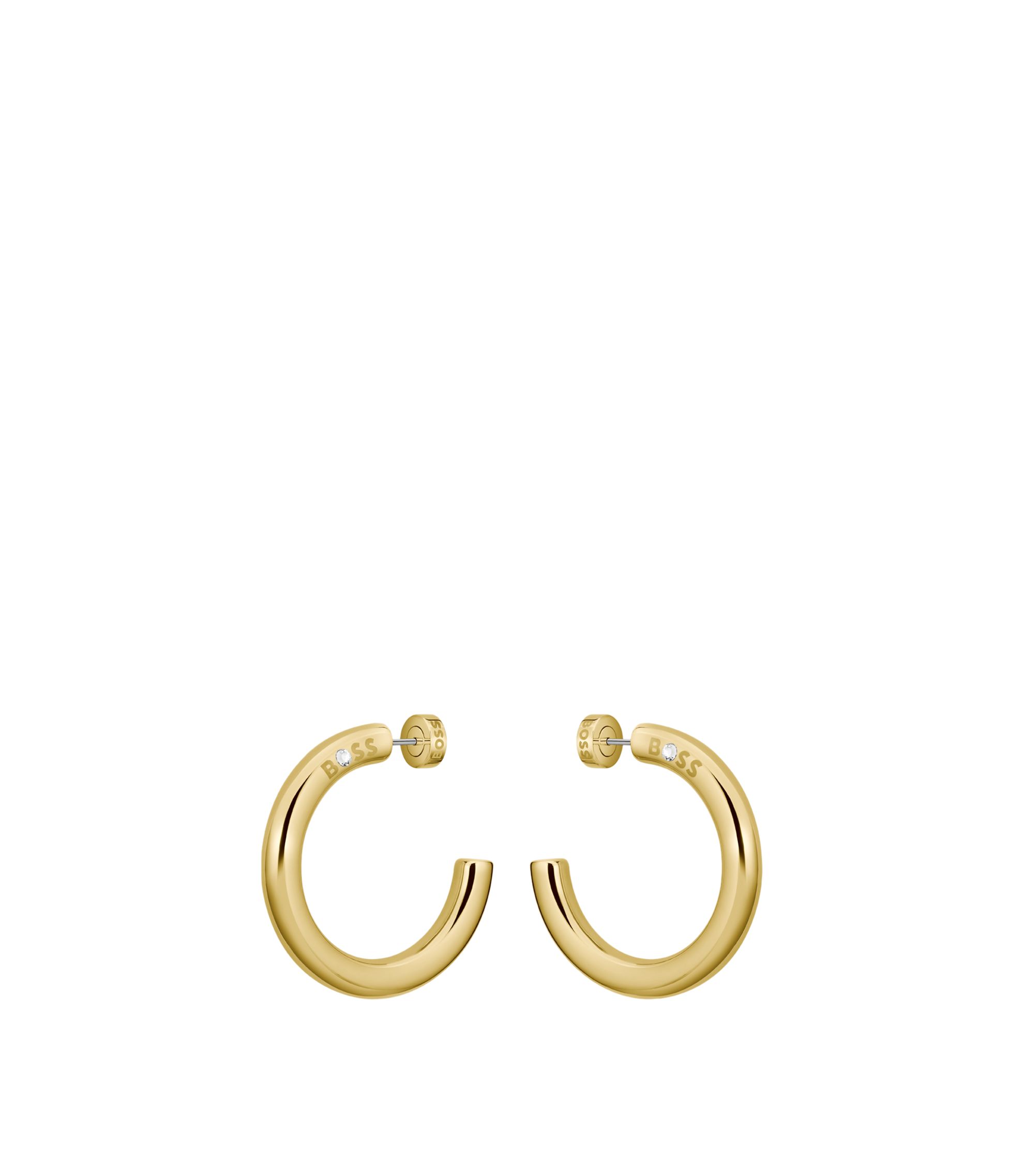 Goldfarbene Creolen mit Logo-Detail