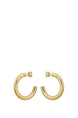 Gold-tone hoop earrings with logo detail