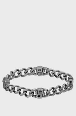 Chain cuff with Double B monograms, Silver tone