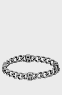 Chain cuff with Double B monograms, Silver tone