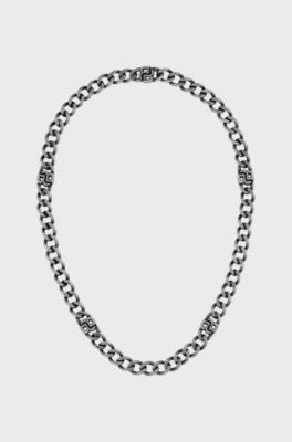 Chain necklace with Double B monograms, Silver tone