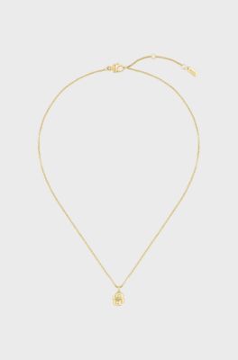 Gold-tone necklace with Double B monogram pendant, Gold tone