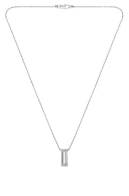 Brushed and polished necklace, Silver tone
