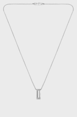 Brushed and polished necklace, Silver tone