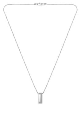 Brushed and polished necklace, Silver tone