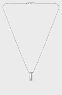 Brushed and polished necklace, Silver tone