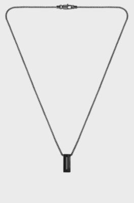 Brushed and polished necklace, Black