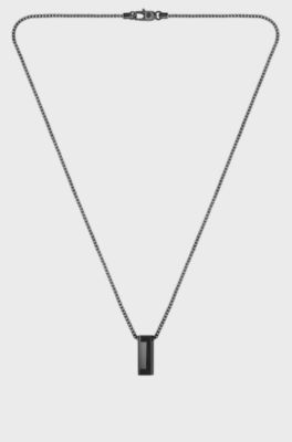 Brushed and polished necklace, Black