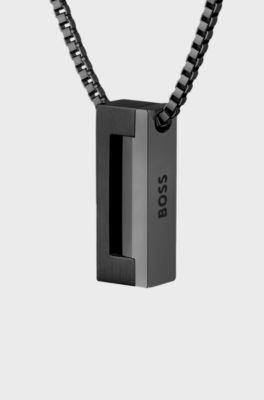Brushed and polished necklace, Black