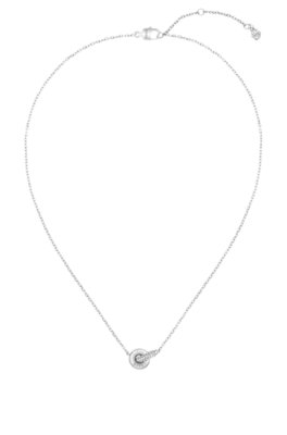 Silver-tone interlocking-hoop necklace with pavé crystals