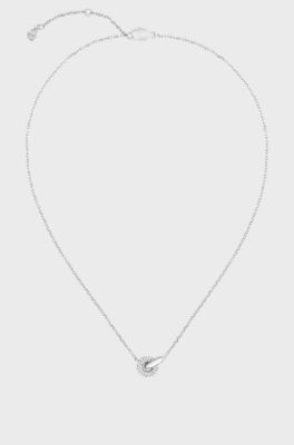 Silver-tone interlocking-hoop necklace with pav&eacute; crystals, Silver tone