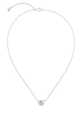 Boss Silver-tone interlocking-hoop necklace with pavé crystals halsband dam – bild 2