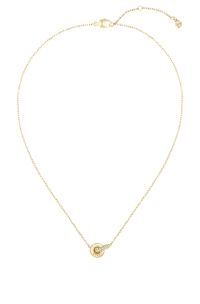 Golden interlocking-hoop necklace with pav&eacute; crystals, Gold tone