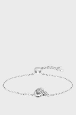 Silver-tone bracelet with intertwined rings, Silver tone