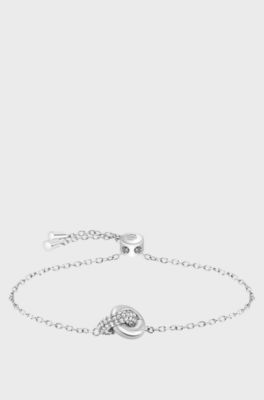 Bracciale color argento con anelli intrecciati, Color argento