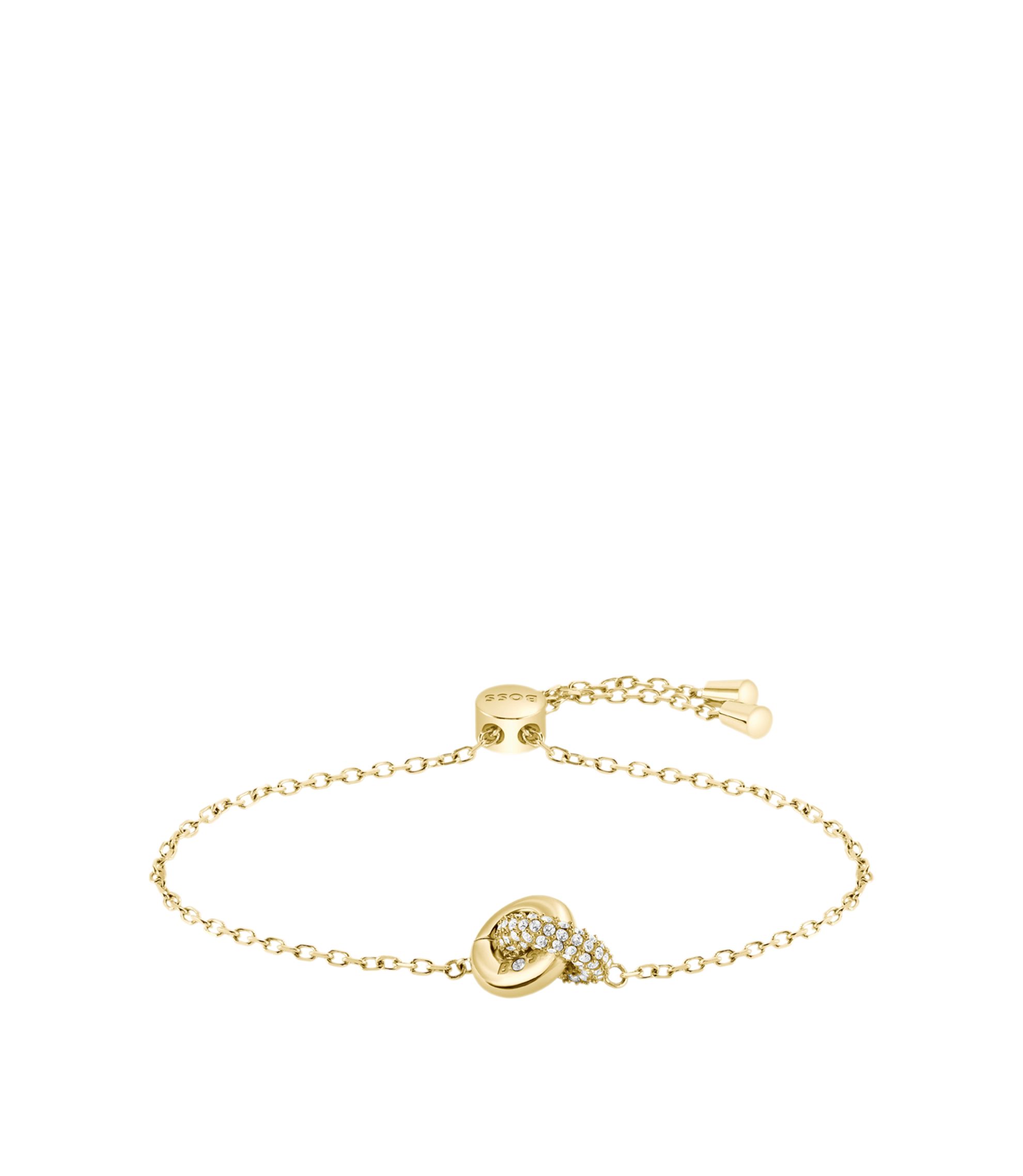 Goldfarbenes Armband mit ineinander verschlungenen Ringen
