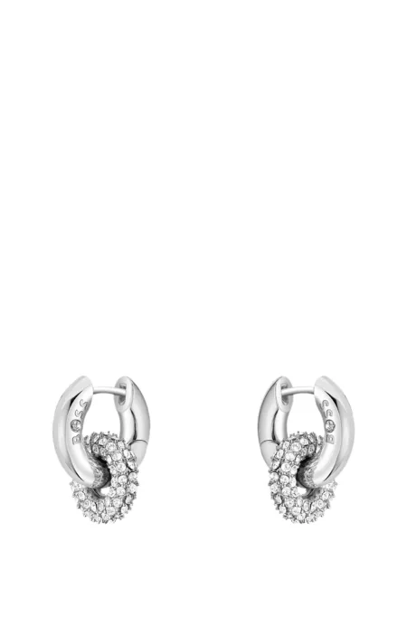 Earrings with pavé crystals