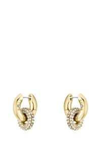 Boucles d&rsquo;oreilles dor&eacute;es avec anneaux entrelac&eacute;s et pav&eacute;s de strass, Couleur dor&eacute;e