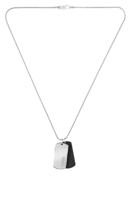 Silver-tone necklace with double-tag pendant