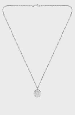 Collier argent&eacute; avec m&eacute;daillon &agrave; monogramme Double B, Couleur argent&eacute;e