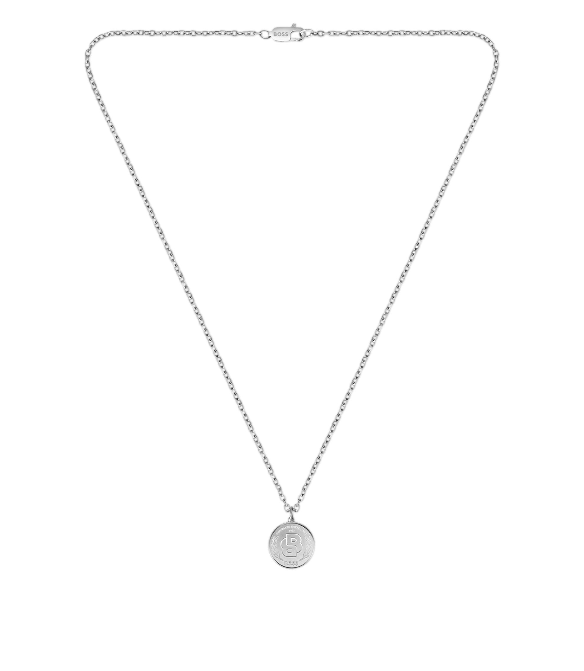 Silberfarbene Halskette mit Double-B-Monogramm-Medaillon