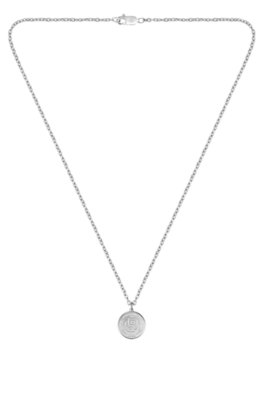 Boss Silver-tone necklace with Double B monogram medallion halsband herr – bild 3