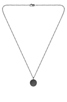 Boss Black-plated necklace with Double B monogram medallion halsband herr – bild 2