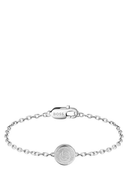Silver-tone cuff with Double B monogram medallion