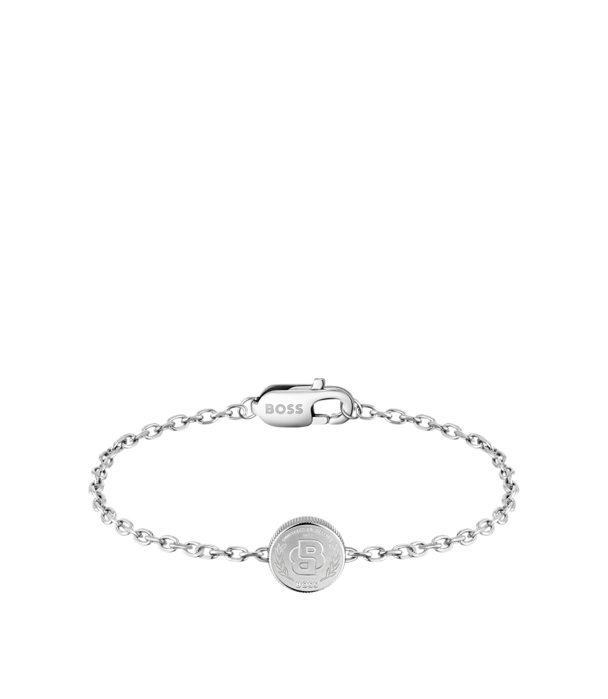 Silberfarbenes Armband mit Double-B-Monogramm-Medaillon