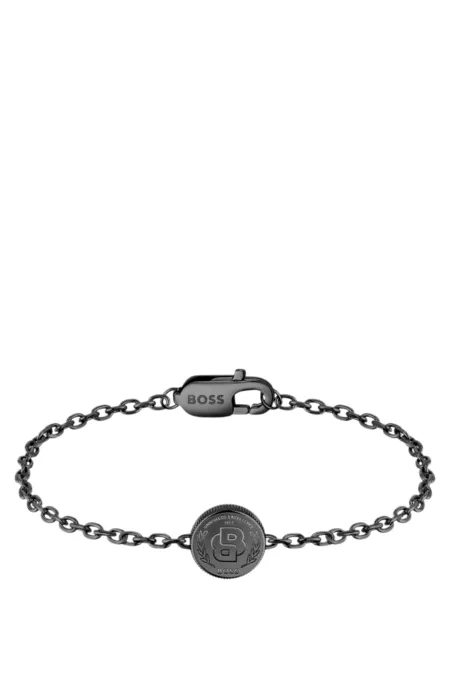 Black-plated cuff with Double B monogram medallion