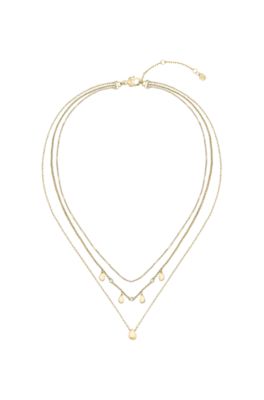 Collier trois cha&icirc;nes dor&eacute;es avec breloques gouttelettes, Couleur dor&eacute;e