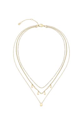 Collier trois cha&icirc;nes dor&eacute;es avec breloques gouttelettes, Couleur dor&eacute;e