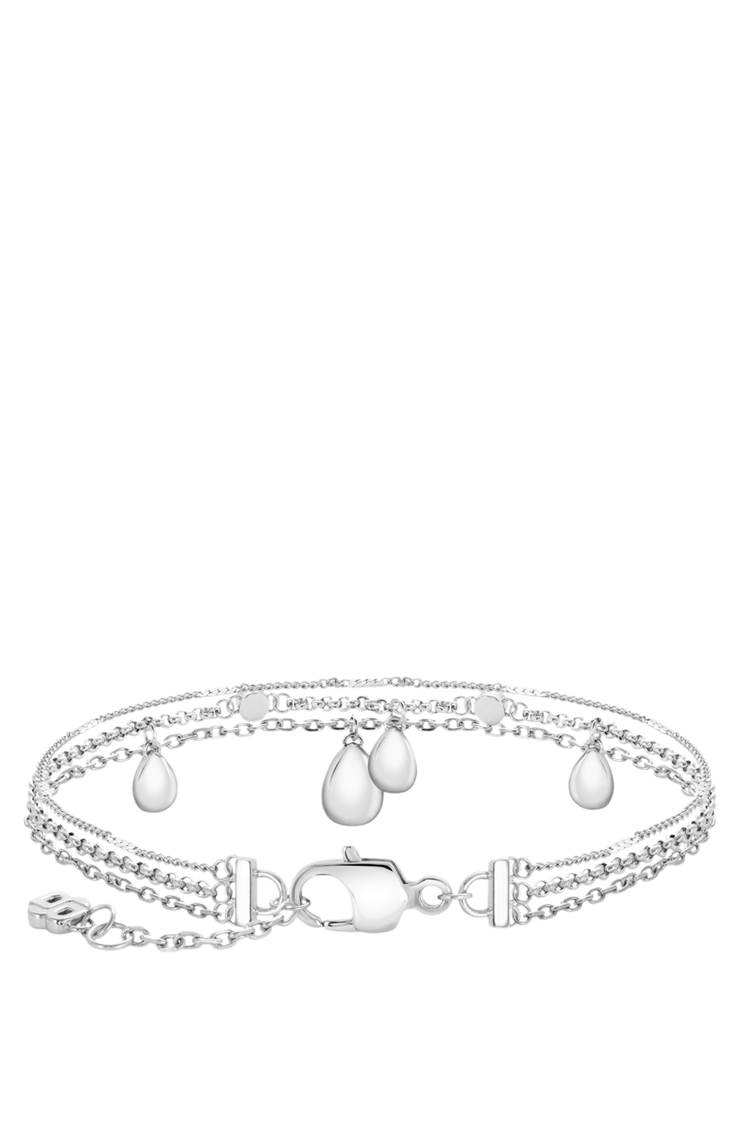 Boss Three-layer silver-tone bracelet with droplet charms armband dam – bild 2
