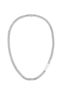Silver-tone curb-chain necklace with logo link