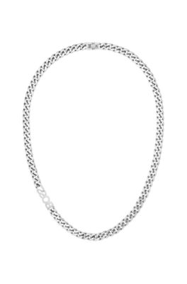 Silver-tone curb-chain necklace with logo link , Silver tone