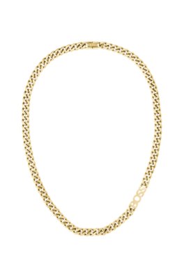 Gold-tone curb-chain necklace with logo link