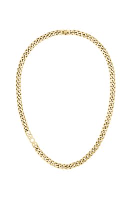 Gold-tone curb-chain necklace with logo link, Gold tone
