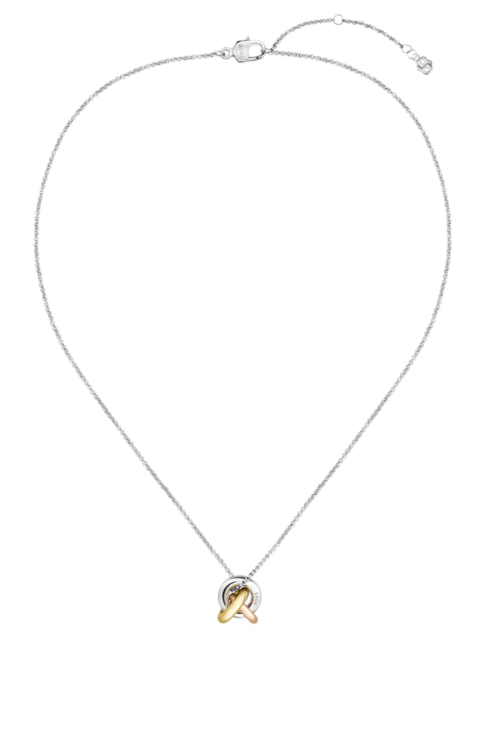Three-tone necklace with knot design