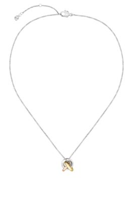 Collier tricolore avec d&eacute;tail n&oelig;ud, Couleur argent&eacute;e