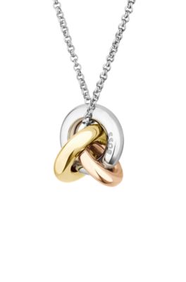 Collier tricolore avec d&eacute;tail n&oelig;ud, Couleur argent&eacute;e