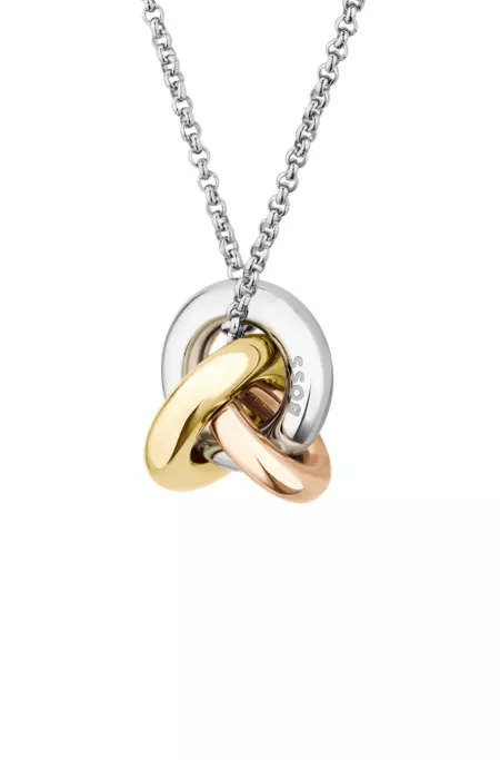 Three-tone necklace with knot design