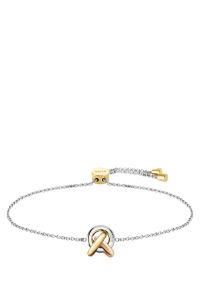 Pulsera en tres tonos con diseño de nudo, Tono plateado